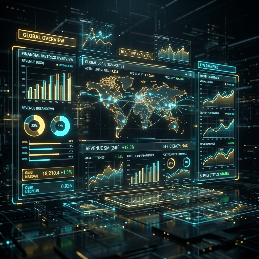 High-tech logistics live dashboard visualization